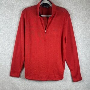 Under Armour Men's Large Red Quarter-Zip Pullover Sweater Knit Logo